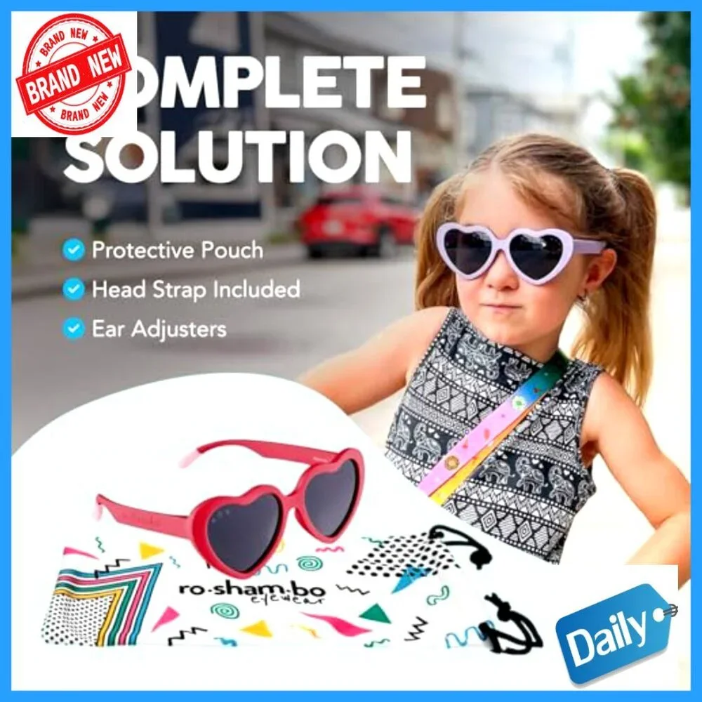 Unbreakable Kids Heart Sunglasses Polarized UV Protection with Strap